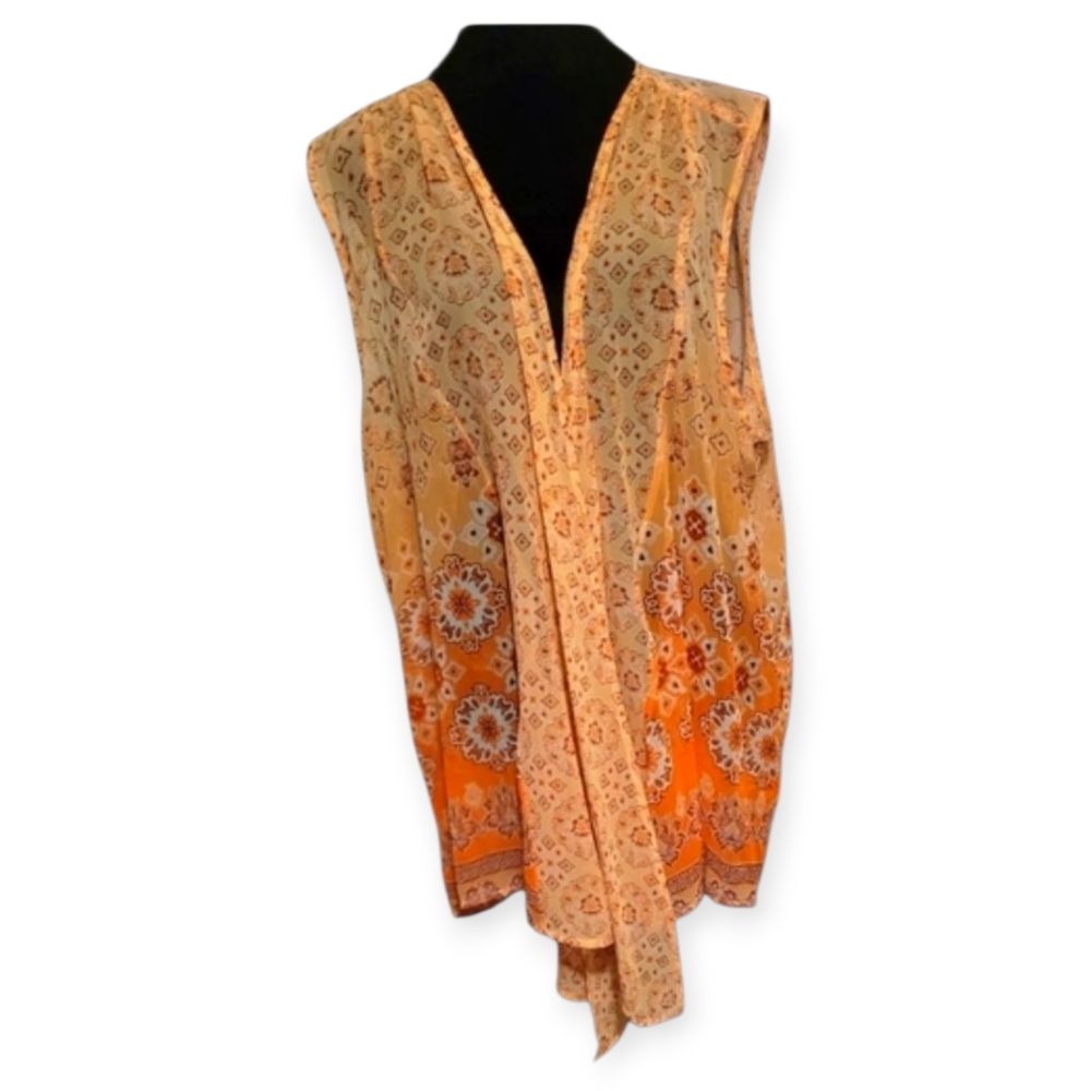 Terra & Sky Vibrant Floral Kimono in Orange and Cream